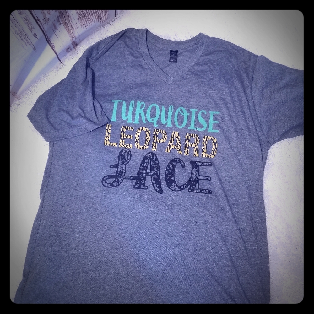 Turquoise, Leapord, Lace t-shirt